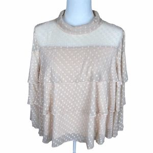 Lumie Swiss Dot Sheer Ruffle Top NWT - XS